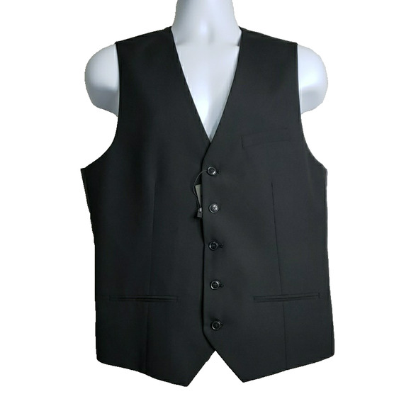 Men's Black Primark 3pc Suit Jacket Size 40 40L Pants 34 X 30 Vest White Shirt - Picture 4 of 16